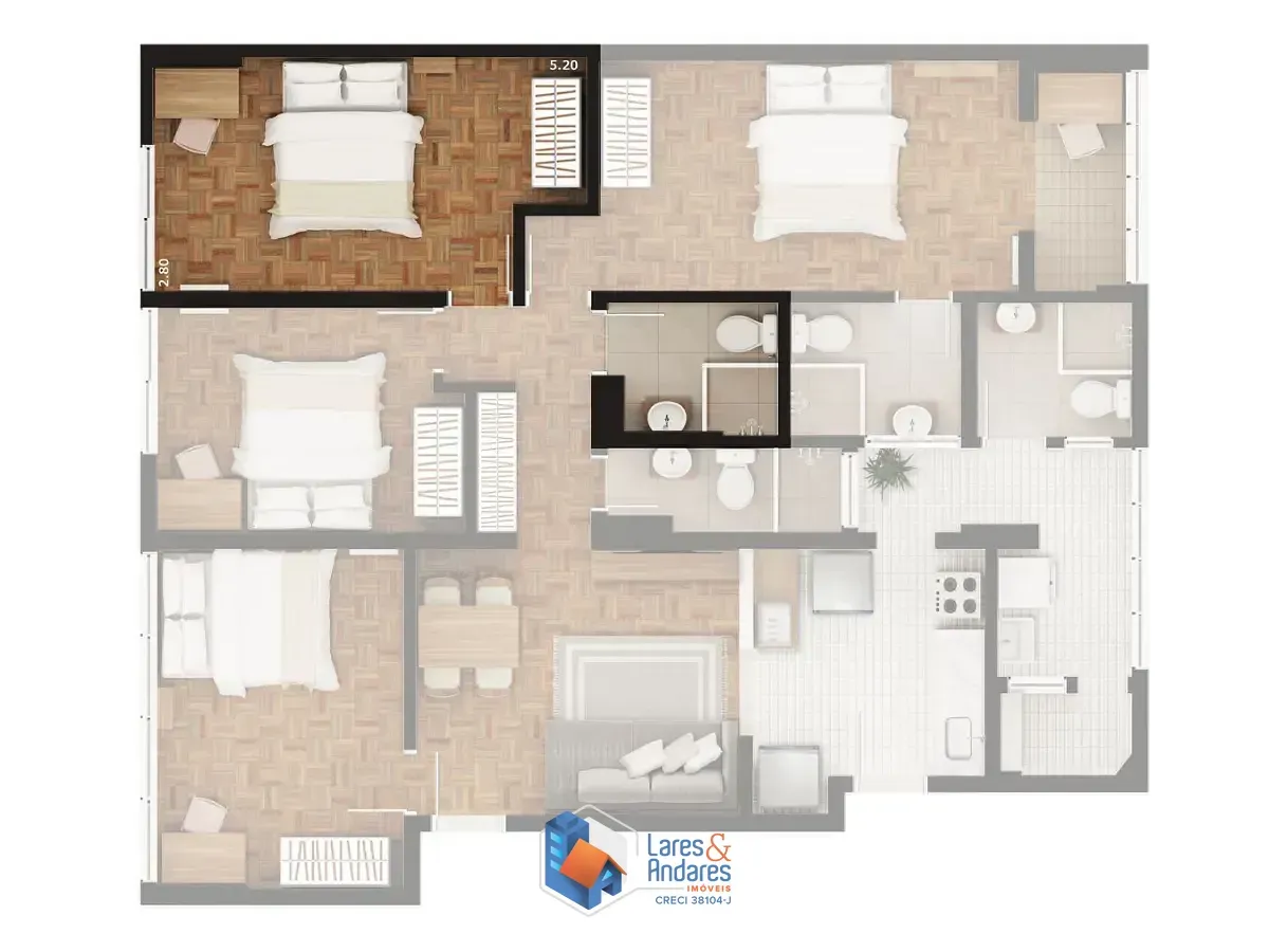 Imagem Apartamento para venda em Bela Vista com 5 quartos, sendo 2 suítes, 146m²