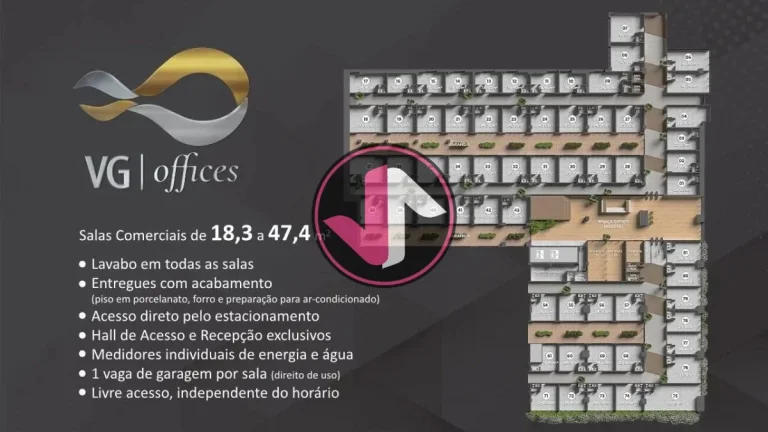 Imagem VG Offices Oferecemos uma variedade de salas comerciais, com tamanhos que variam de 18,3 a 47,4 metr...
