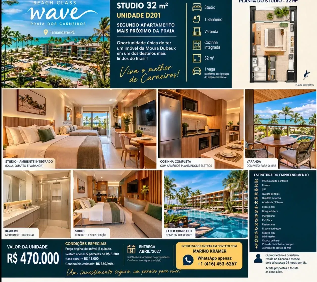 Imagem Flat com 1 Quarto à Venda, 32 m² em Tamandaré - Tamandaré
