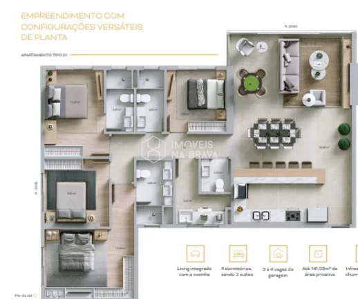 Imagem APARTAMENTO 4 QUARTOS - 3 VAGAS - CENTRO - BALNEARIO CAMBORIU/SC