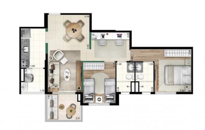 Imagem Apartamento com 2 Quartos à Venda, 69 m² em Jardim Caboré - São Paulo