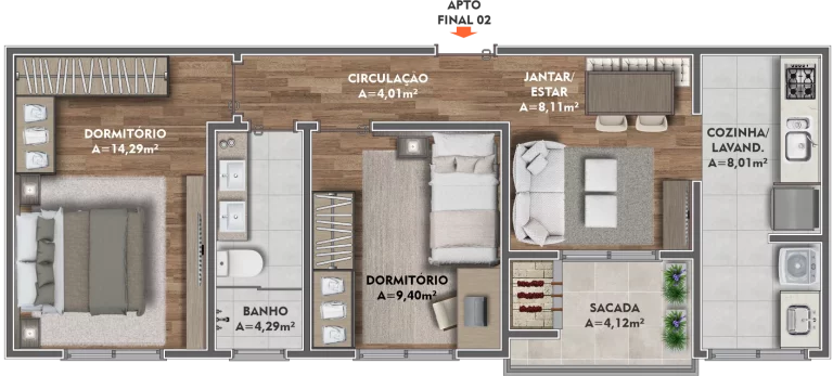 Imagem Apartamento 2 quartos sendo 1 suíte para venda no bairro Sanvitto em Caxias do Sul