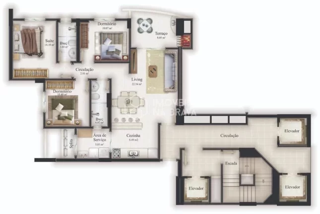 Imagem APARTAMENTO 3 QUARTOS 2 VAGAS NOVO - A VENDA - FAZENDA - ITAJAI/SC