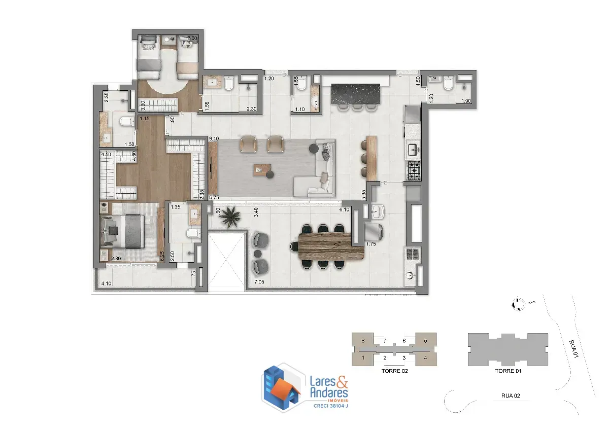 Imagem Apartamento para venda em Jardim das Acácias com 3 quartos, sendo 3 suítes, 134m²
