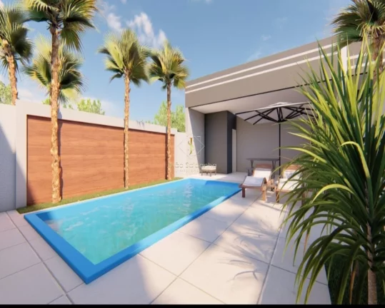 Imagem Casa com piscina em Guaratuba, Rua asfaltada, 700 metros do mar com 101,85 m construído.