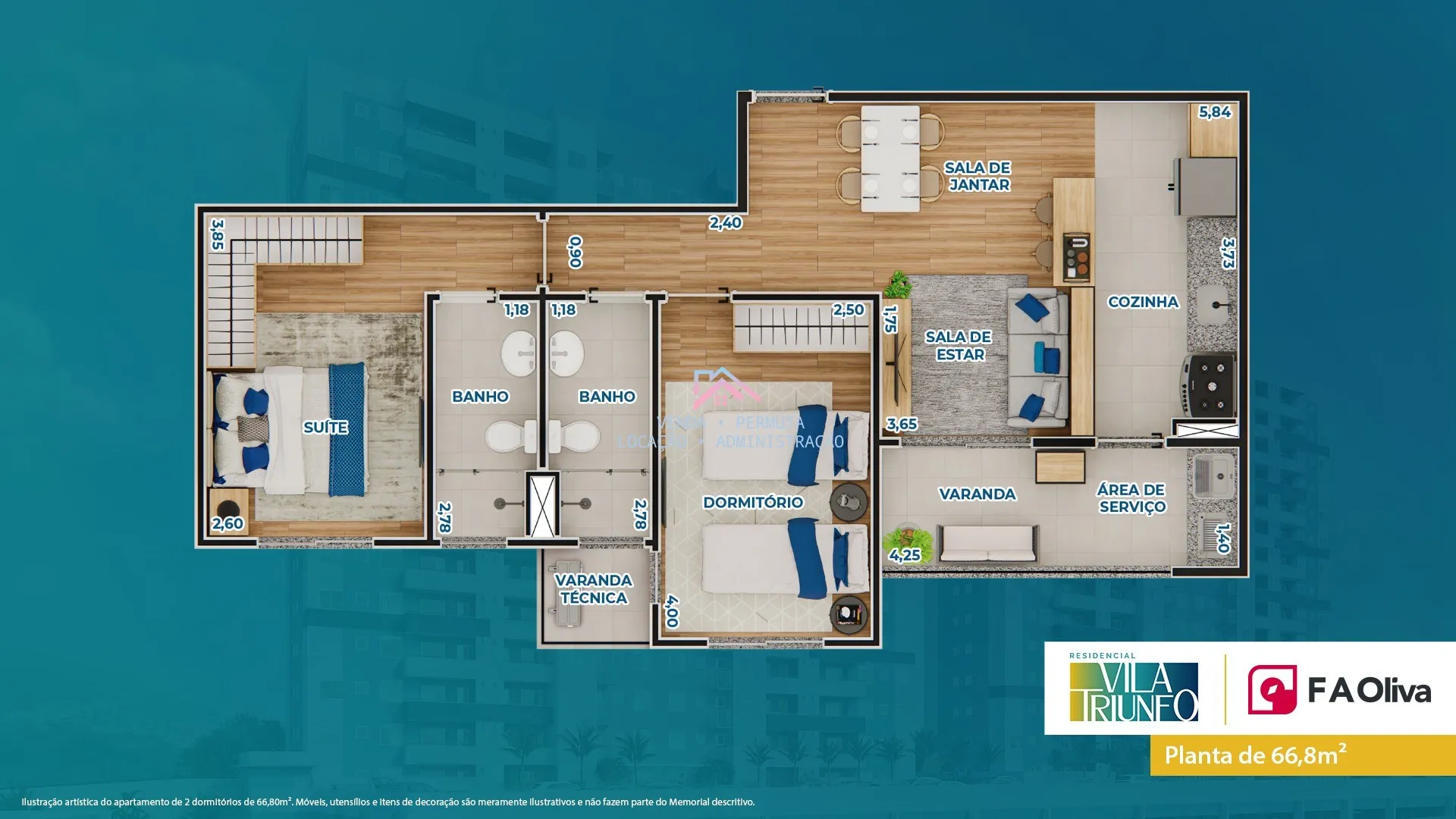 Imagem Apartamentos à venda Residencial Vila Triunfo - Área útil 66 m2 com 2 dormitóris - Sendo 1 suíte - 1
