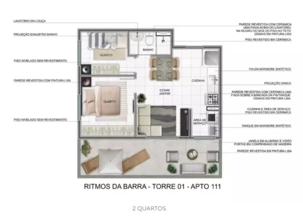 Imagem RESIDENCIAL RITMOS DA BARRA - MRV - Aptos 33,42m² a 35,33m², próximo aos shoppings West Plaza!