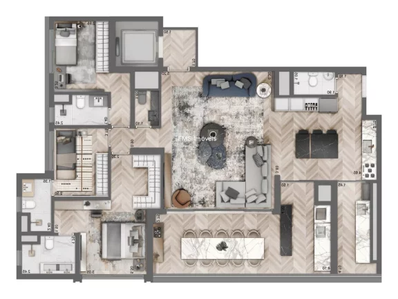 Imagem Apartamento à venda em São Paulo-SP, Vila Clementino, 3 quartos, 3 suítes, 3 salas, 4 banheiros, 2 vagas, 158m².