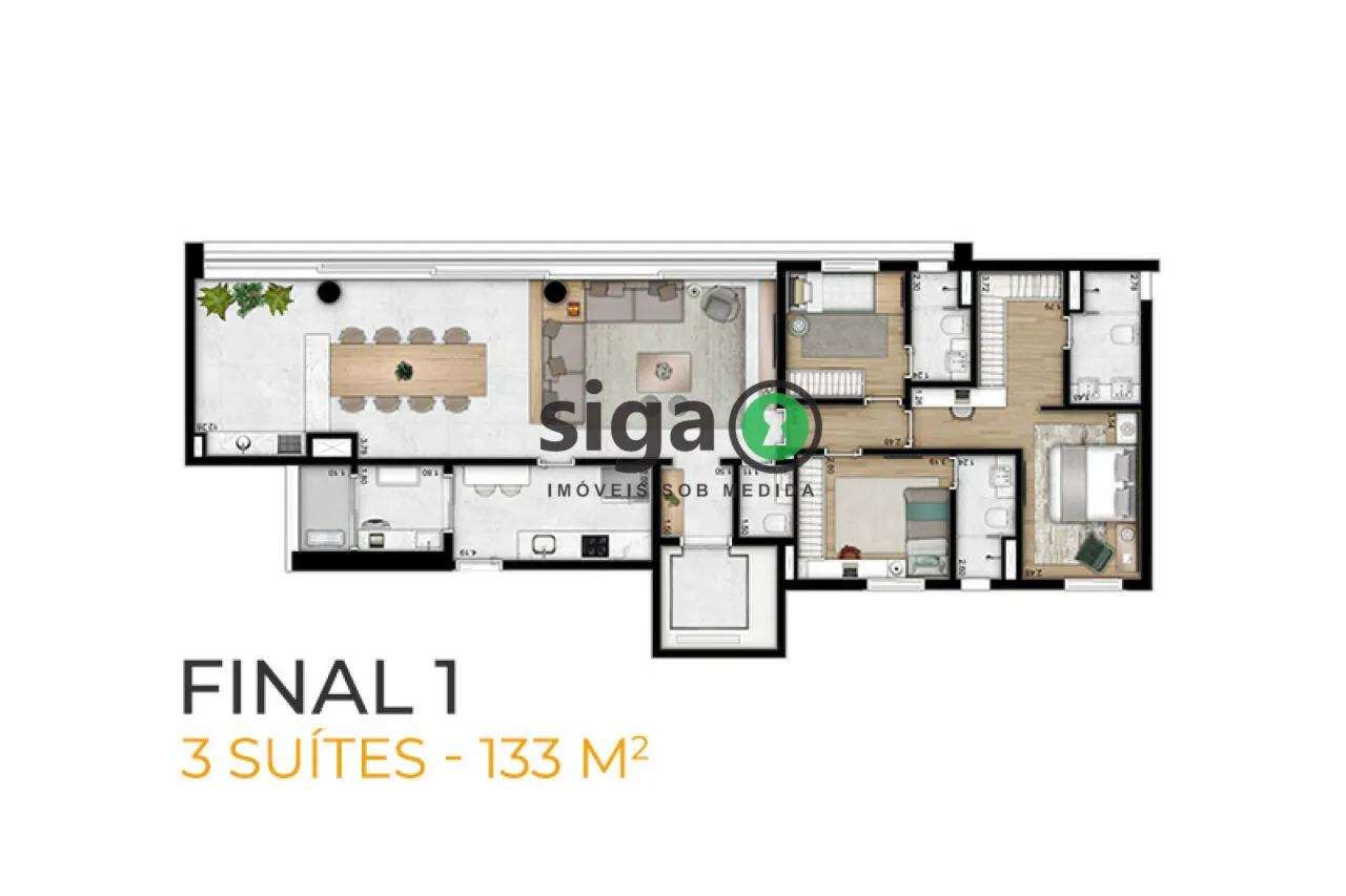 Imagem Apartamento de 133m² com 2 Vagas e Elevador Privativo no Brooklin