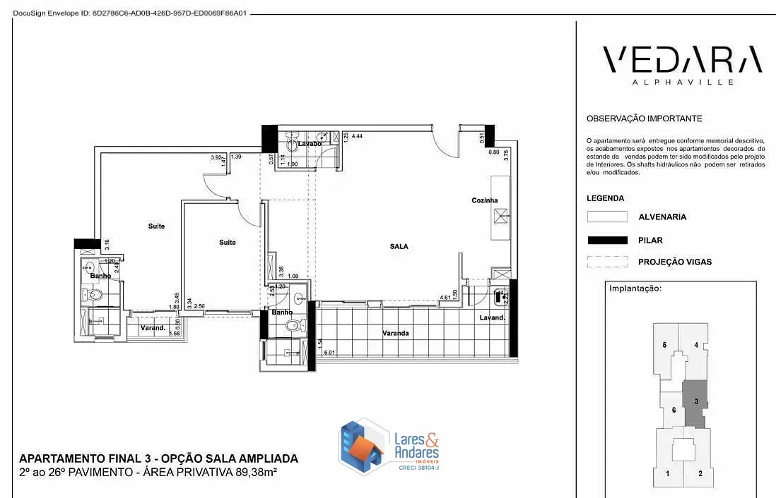 Imagem APARTAMENTO À VENDA COM 90 M², COM 2 DORMS. (2 SUÍTES), SACADA, 2 VGS NO CENTRO COMERCIAL JUBRAN, BARUERI - SP.