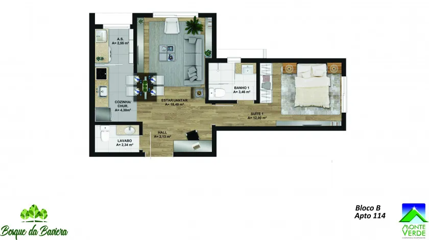 Imagem Apartamento à venda em Gramado, Bavaria, com 1 quarto, 49.09m2
