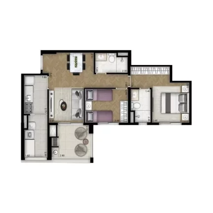 Imagem APARTAMENTO 69,65M², 2 DORMITÓRIOS SENDO 1 SUÍTE, VARANDA GOURMET COM 1 VAGA A VENDA - VILA LEOPOLDINA - SÃO PAULO / SP