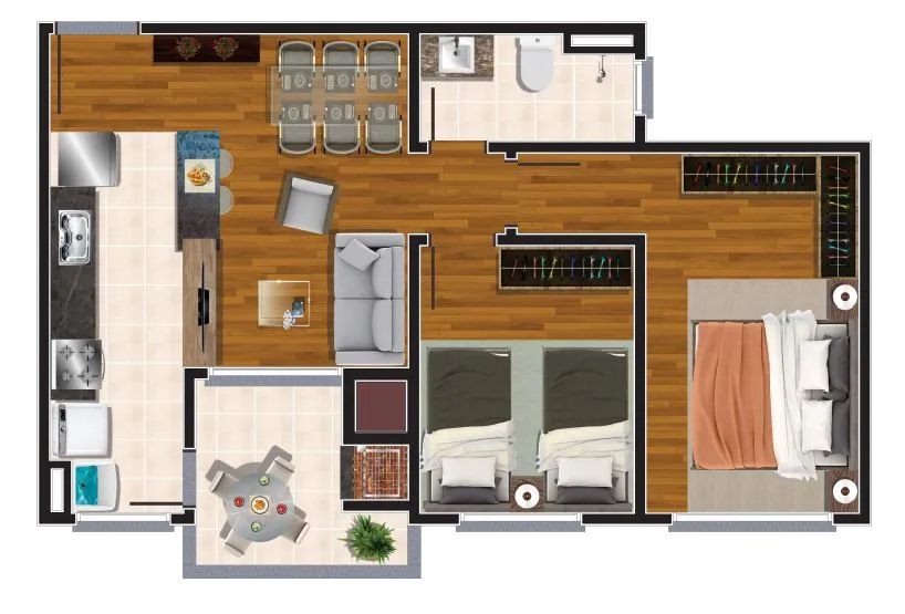 Imagem Apartamento à venda em Caxias do Sul, São Leopoldo, com 2 quartos, 52.41m2