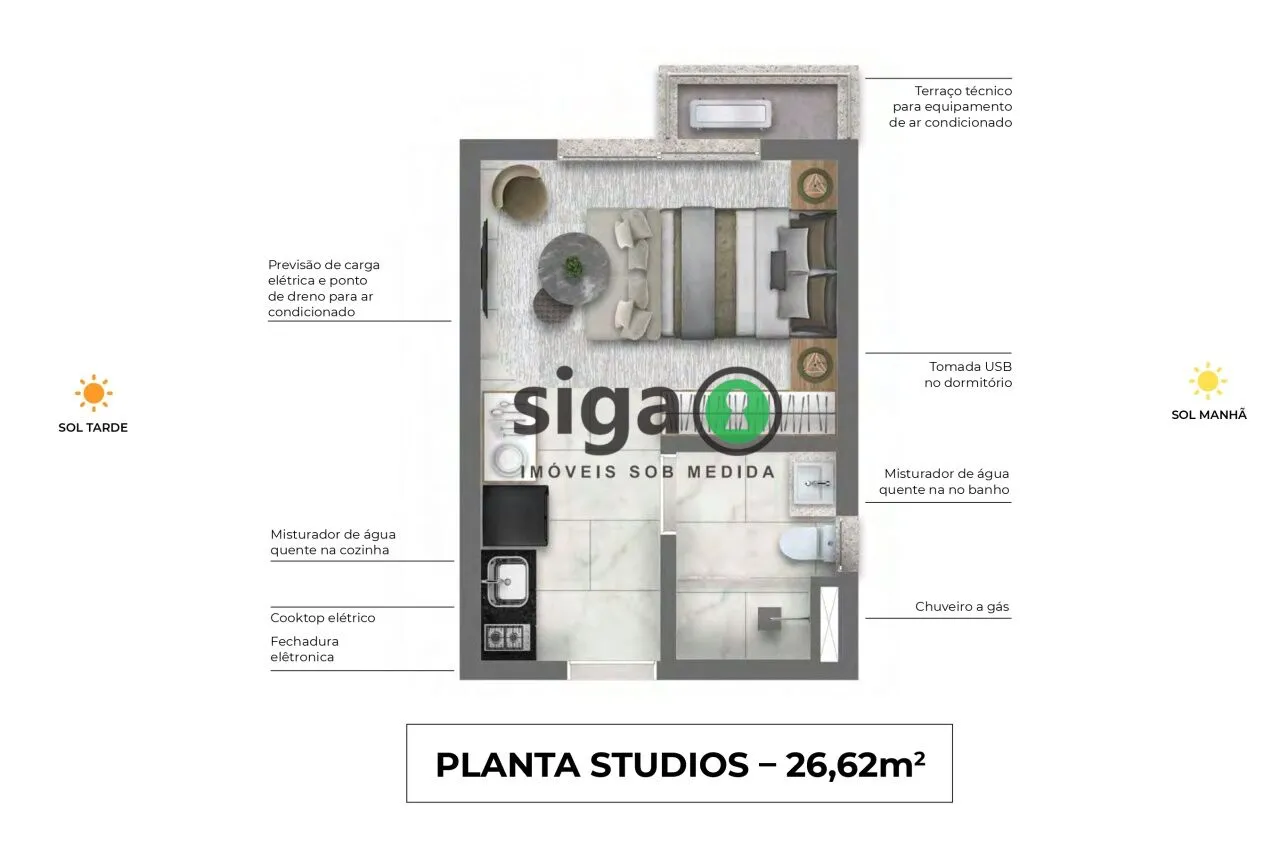 Imagem Studio do lado do metro, condição de compra facilitada