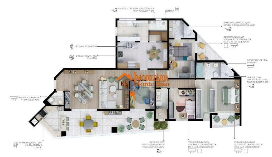Imagem Apartamento com 4 dormitórios à venda, 172 m² por R$ 1.812.143,46 - Vila Augusta - Guarulhos/SP
