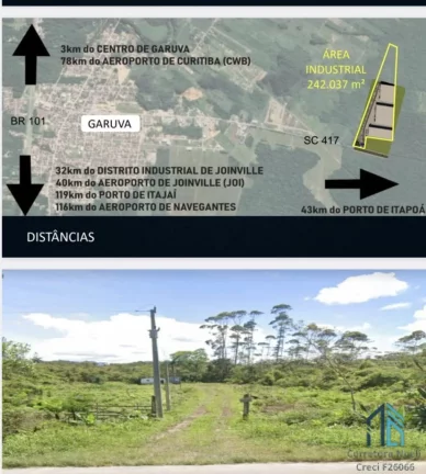 Imagem ÁREAS Industriais 272.900m2, 242.500m2, em GARUVA - SC - Ideal p Galpões Logísticos.