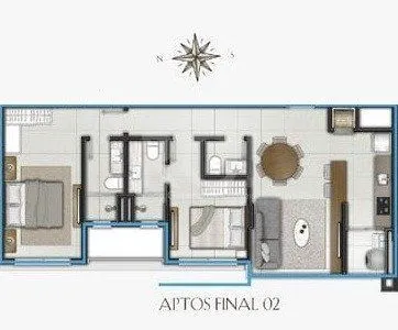 Imagem Apartamento para Venda - 76.57m², 2 dormitórios, sendo 2 suites, 1 vaga - Centro