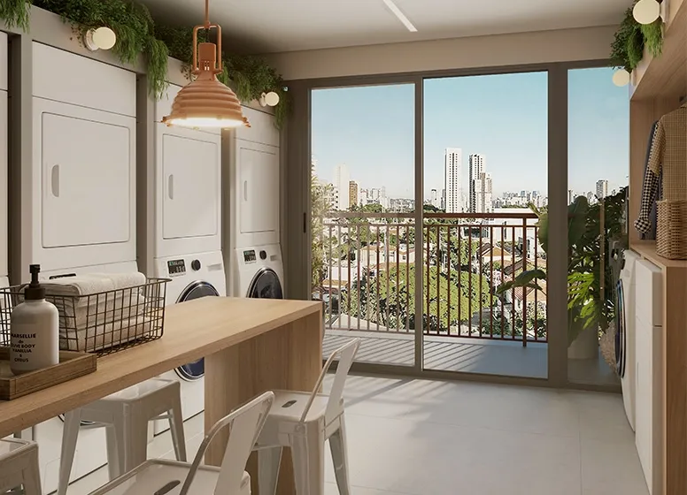 Imagem Com vista para o Campo Belo, Brooklin e Moema, um empreendimento com arquitetura contemporânea e or...