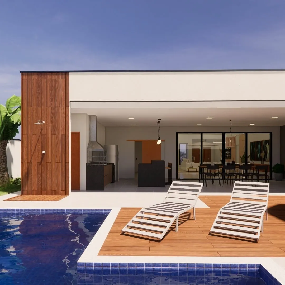 Imagem Uma Residência Térrea Unifamiliar em Pindamonhangaba, Projetada com Materiais de Alta Qualidade e Acabamentos Modernos, Pronta para Receber sua Famíli