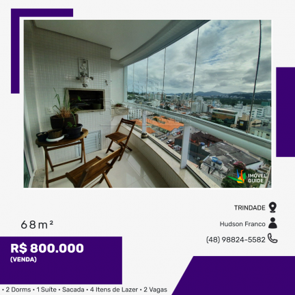 Apartamento com 2 Quartos à Venda, 68 m² em Trindade - Florianópolis