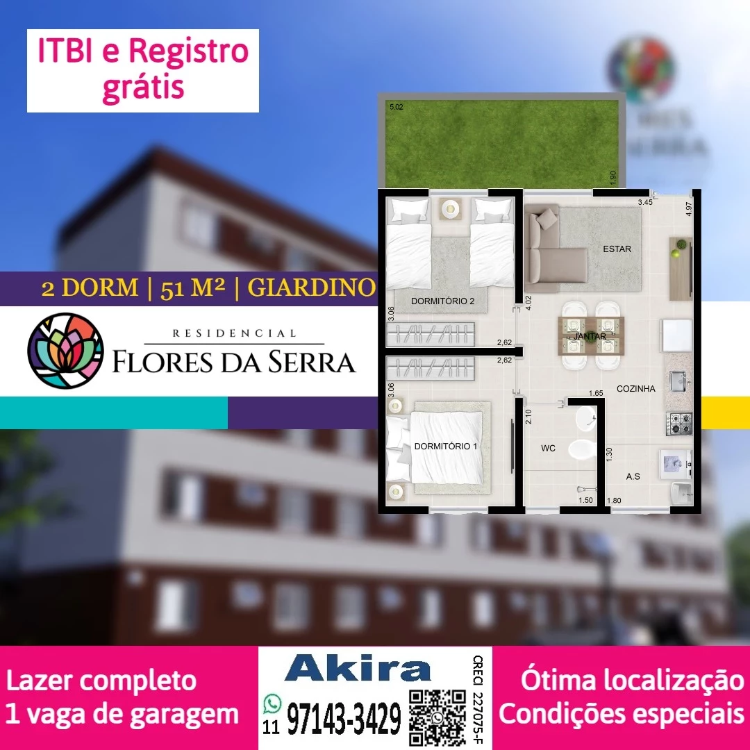 Imagem Apartamento com 2 Quartos à Venda, 51 m² em Botujuru - Mogi das Cruzes