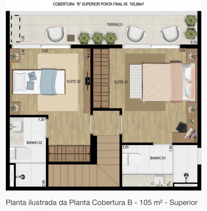 Imagem Cobertura com 2 Quartos à Venda, 105 m² em Saúde - São Paulo