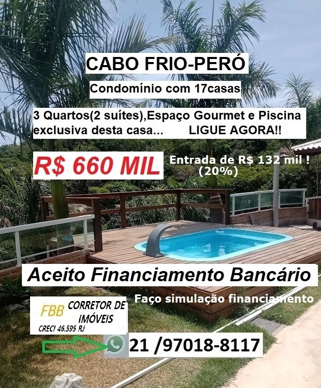 Casa de Condomínio com 3 Quartos à Venda, 120 m² em Peró - Cabo Frio