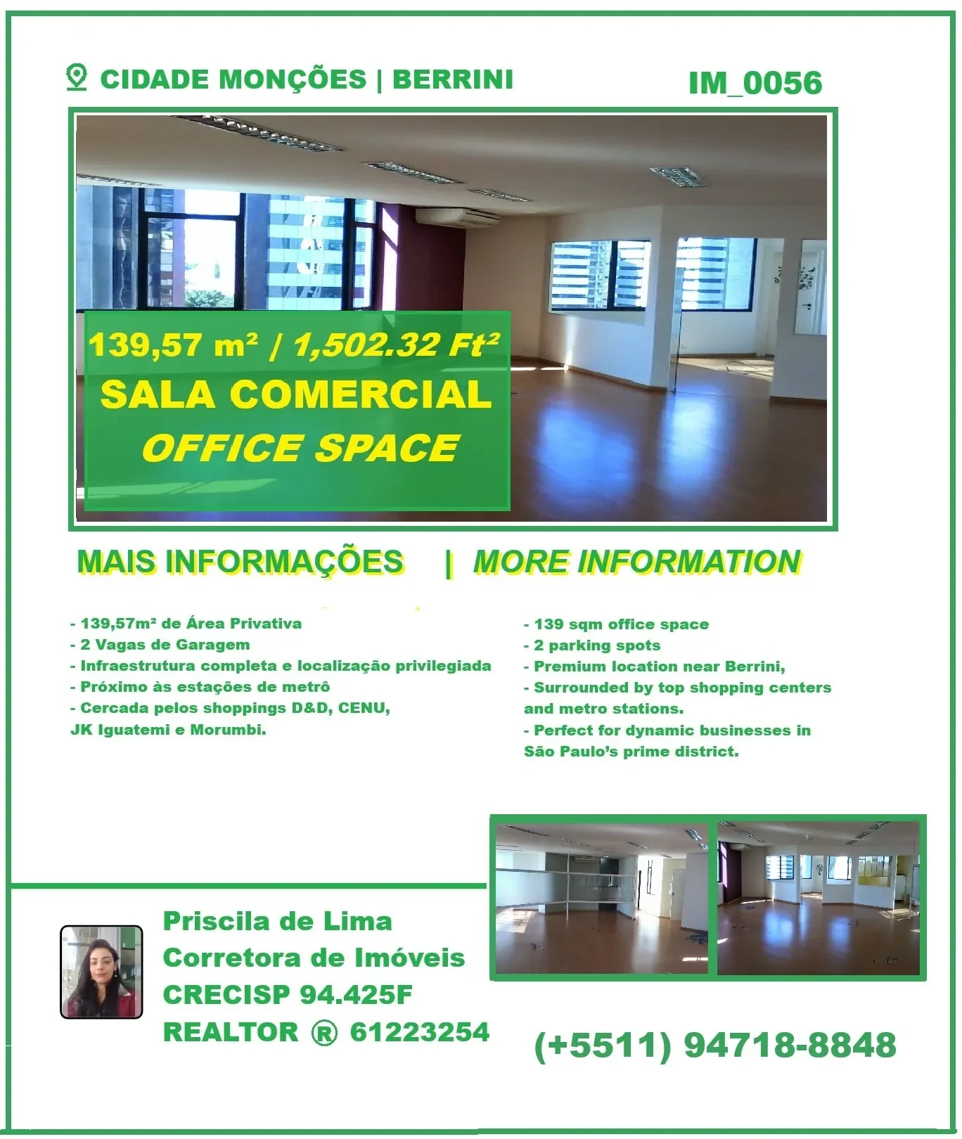 Sala Comercial para Alugar, 139 metro em Cidade Monções - São Paulo