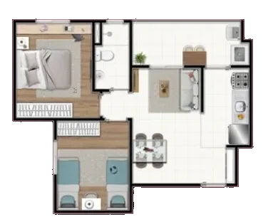 Imagem Apartamento com 2 Quartos à Venda, 49 metros em Mogi Moderno - Mogi das Cruzes