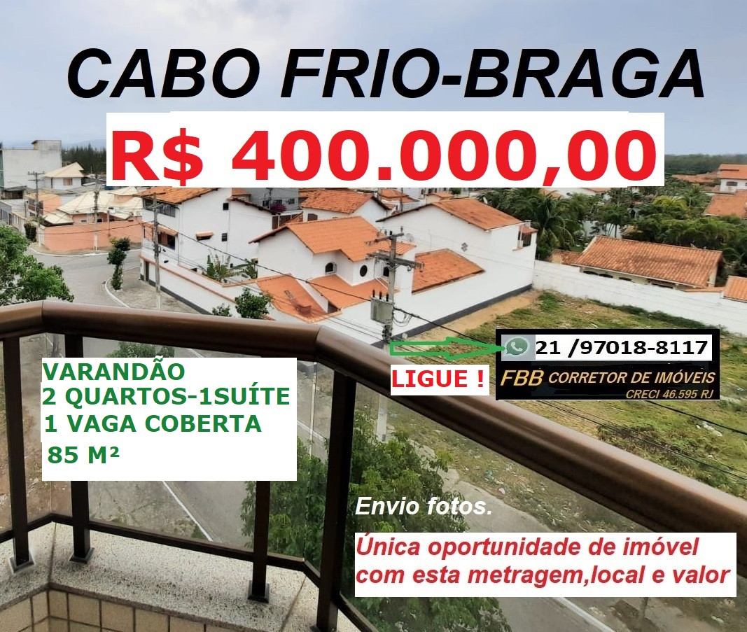 Imagem Apartamento com 2 Quartos à Venda, 85 m² em Braga - Cabo Frio