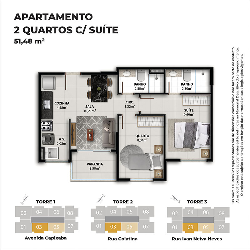 Imagem Apartamento com 3 Quartos à Venda, 63 m² em Residencial Coqueiral - Vila Velha