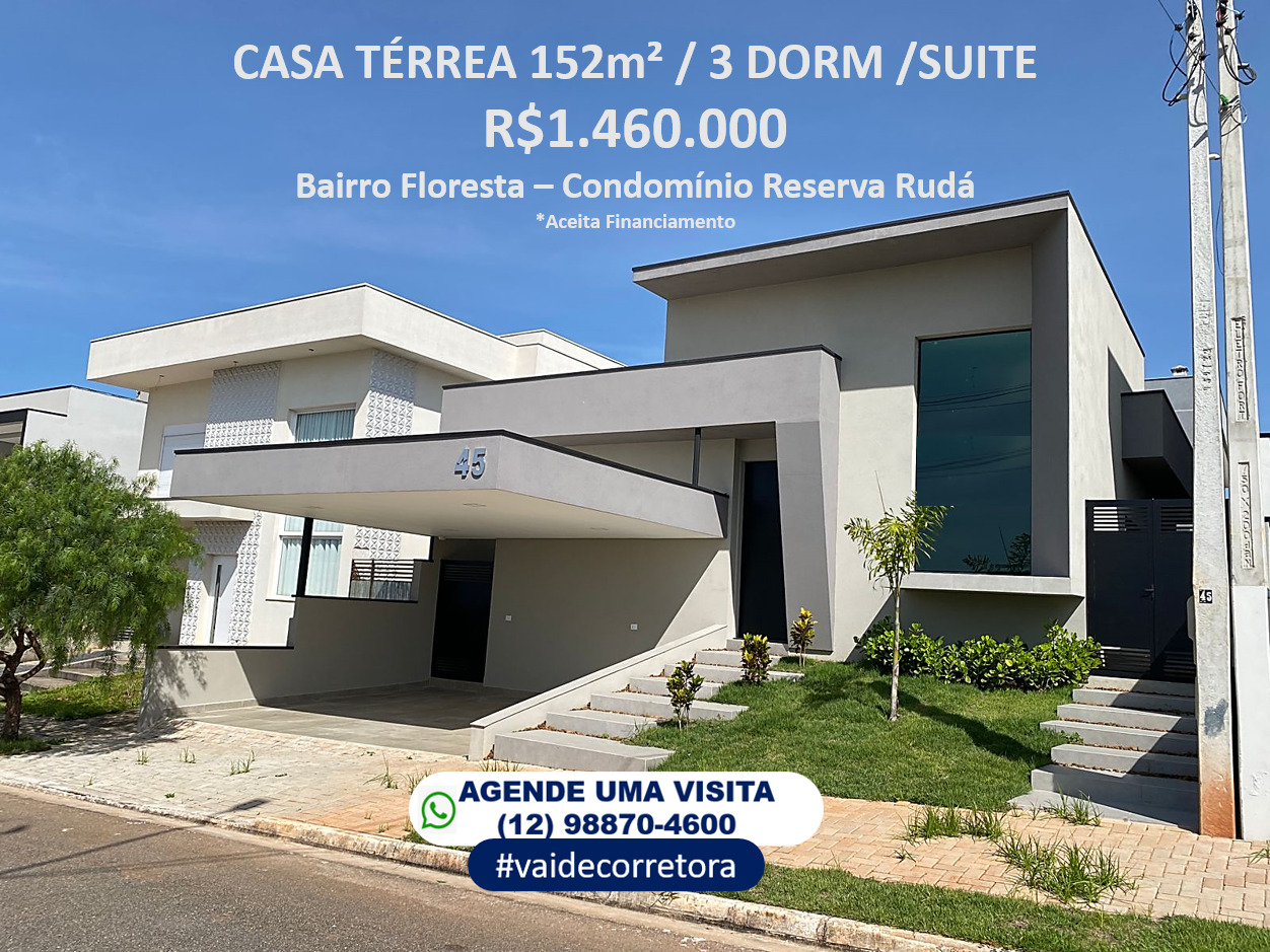 Casa de Condomínio com 3 Quartos à Venda, 152 m²em Loteamento Floresta - São José dos Campos