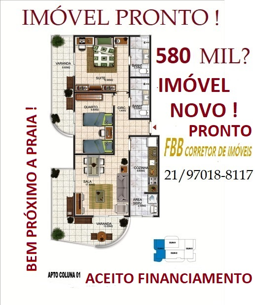 Imagem Apartamento com 2 Quartos à Venda, 80 m² em Braga - Cabo Frio