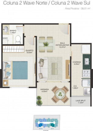 Apartamento com 1 Quarto à Venda,  em Itapuã - Vila Velha