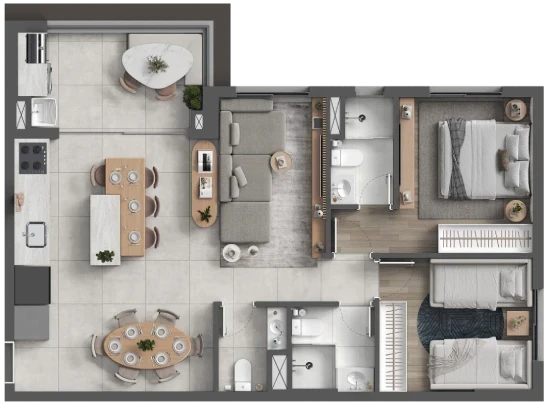 Foto do imóvel: Apartamento com 2 Quartos à Venda, 56 m² em Centro Comercial Jubran - Barueri