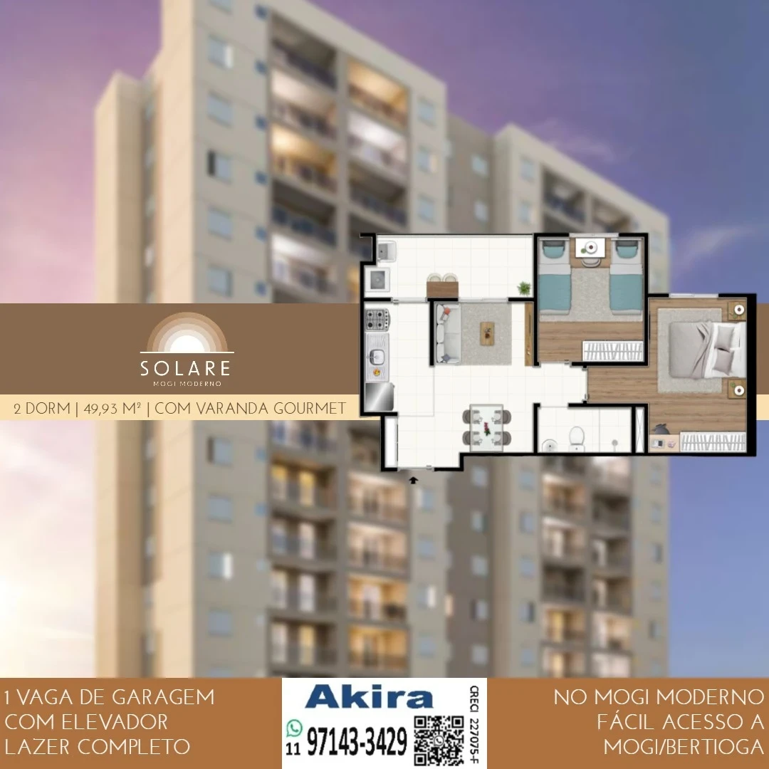 Imagem Apartamento com 2 Quartos à Venda, 49 m² em Mogi Moderno - Mogi das Cruzes