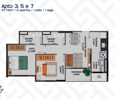 Foto do imóvel: Apartamento com 2 Quartos à Venda, 48 m² em Cocal - Vila Velha