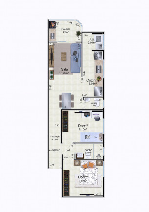 Foto do imóvel: Apartamento com 2 Quartos à Venda, 61 m² em Caiçara - Praia Grande