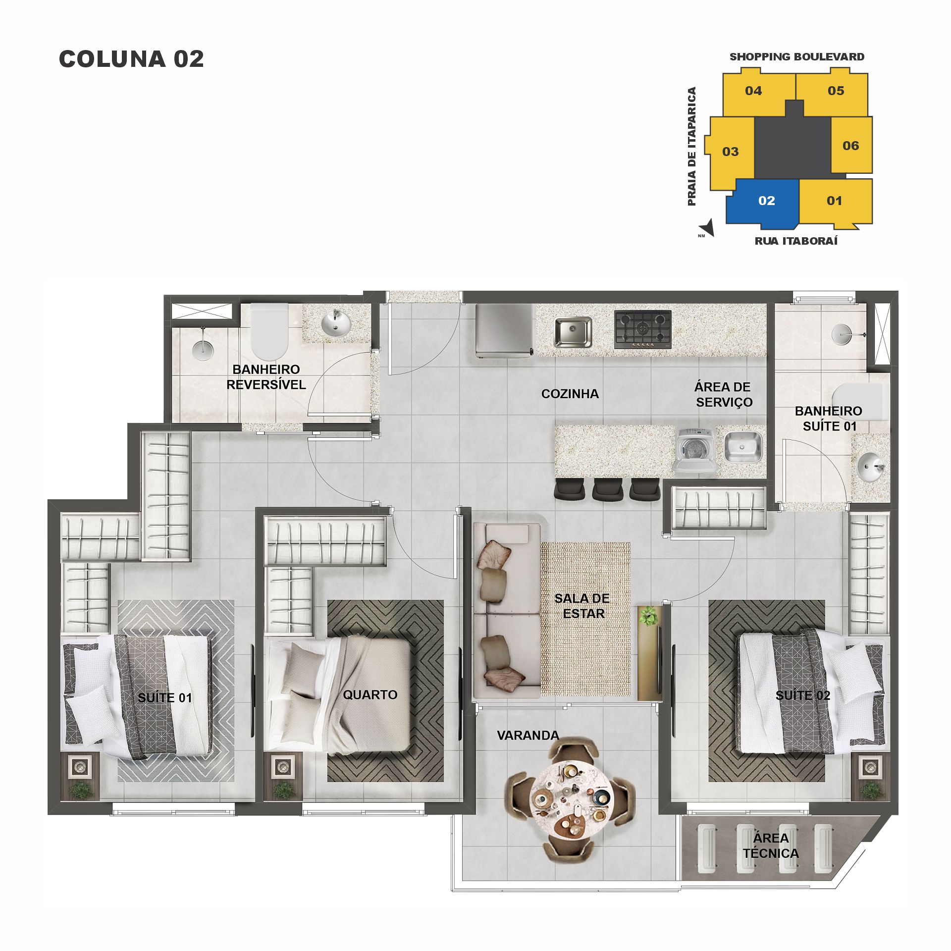 Imagem Apartamento com 3 Quartos à Venda, 80 m² em Praia de Itaparica - Vila Velha