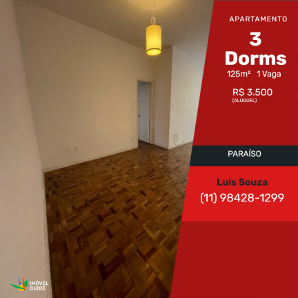 Apartamento com 3 Quartos para Alugar,  em Paraíso - São Paulo