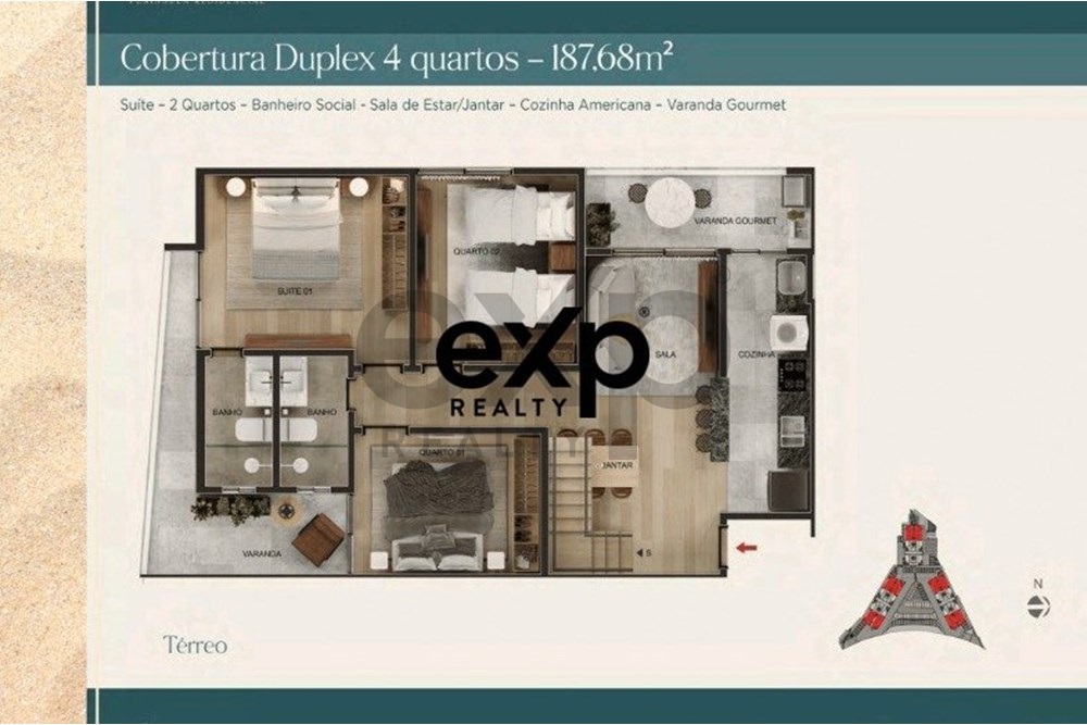 Imagem Apartamento com 2 Quartos à Venda, 68 m² em Samambaia - Petrópolis