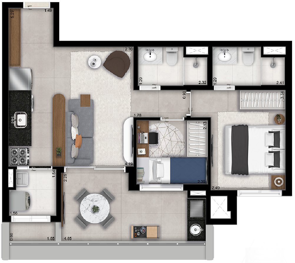 Imagem Apartamento com 2 Quartos à Venda, 64 m²em Campo Belo - São Paulo