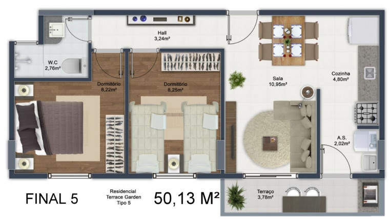 Foto do imóvel: Apartamento com 2 Quartos à Venda, 56 m² em Mirim - Praia Grande