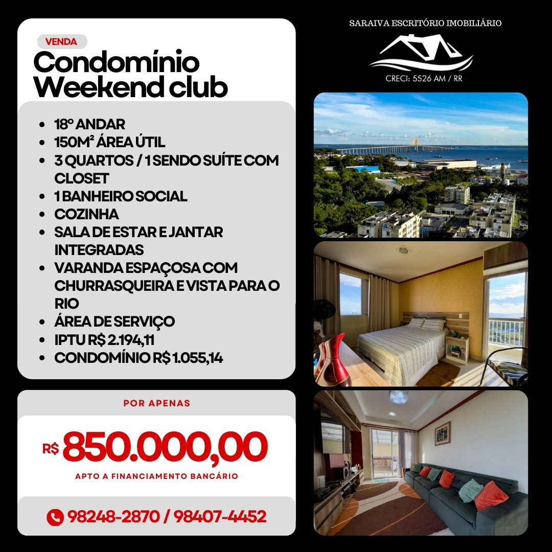 Apartamento com 3 Quartos à Venda, 150 m²em Ponta Negra - Manaus