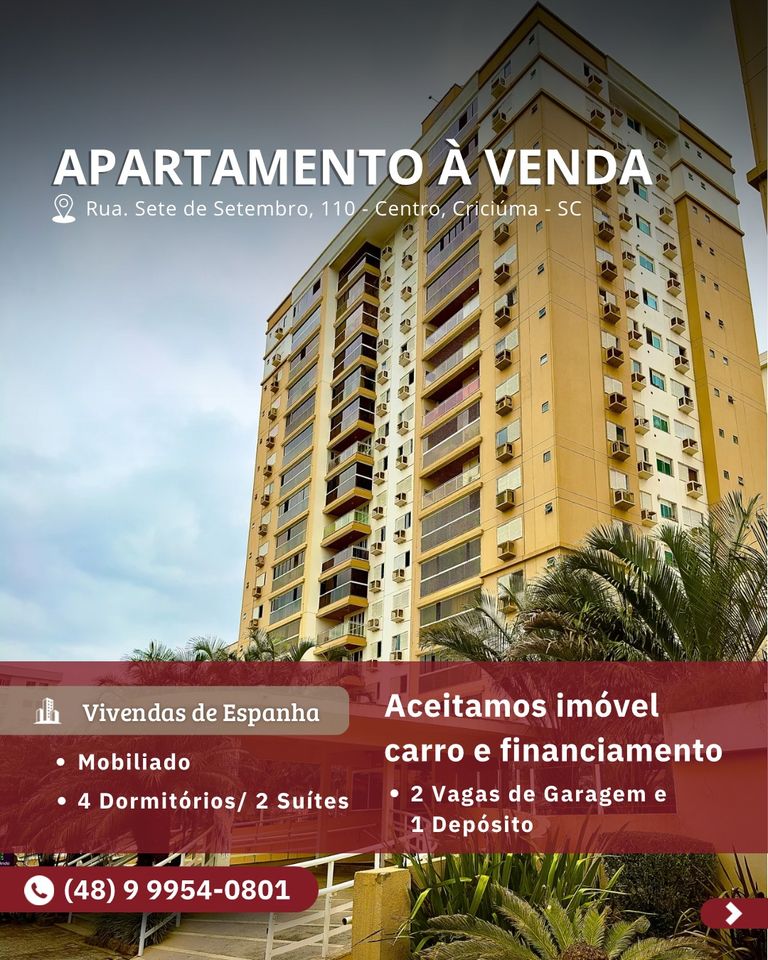 Apartamento com 4 Quartos à Venda, 151 m²em Centro - Criciúma