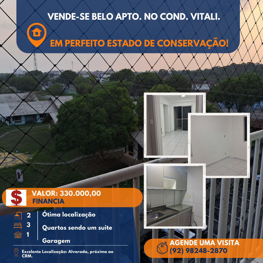 Apartamento com 3 Quartos à Venda, 60 m²em Alvorada - Manaus