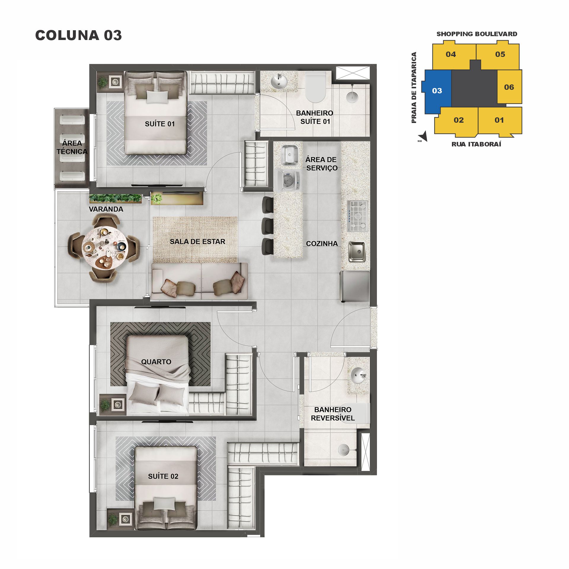 Imagem Apartamento com 3 Quartos à Venda, 80 m² em Praia de Itaparica - Vila Velha