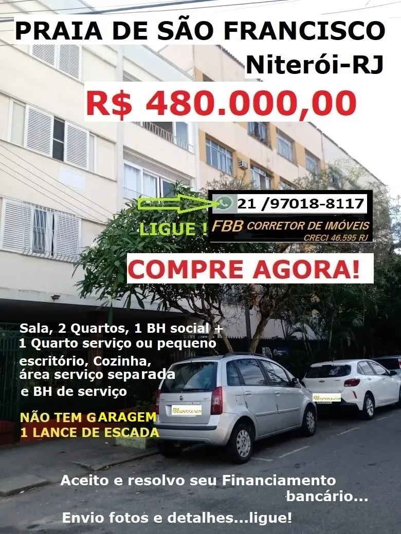 Apartamento com 2 Quartos à Venda, 70 m² em São Francisco - Niterói