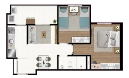 Imagem Apartamento com 2 Quartos à Venda, 48 m² em Mogi Moderno - Mogi das Cruzes