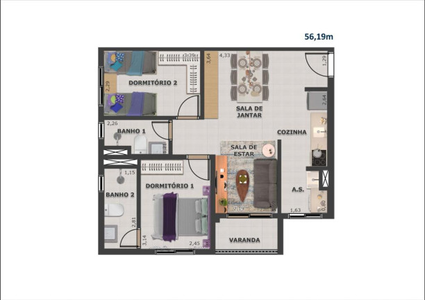 Imagem Apartamento com 2 Quartos à Venda, 62 m² em Vila Palmares - Santo André